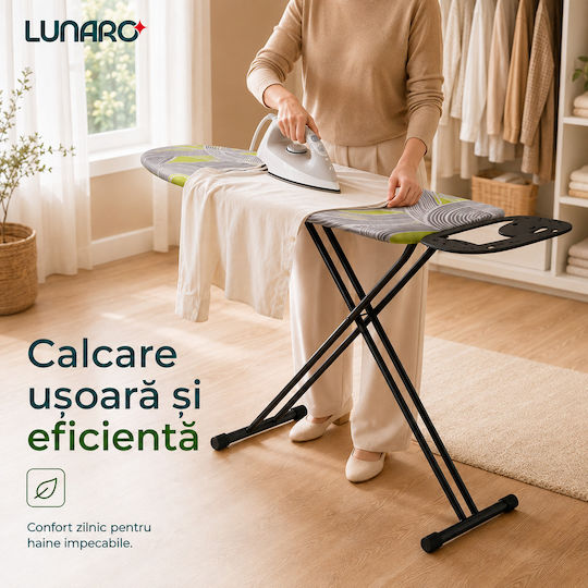 Lunaro Vera-bk Zusammenklappbares Bügelbrett für Bügelstation Offene Länge 120cm Offene Breite 38cm