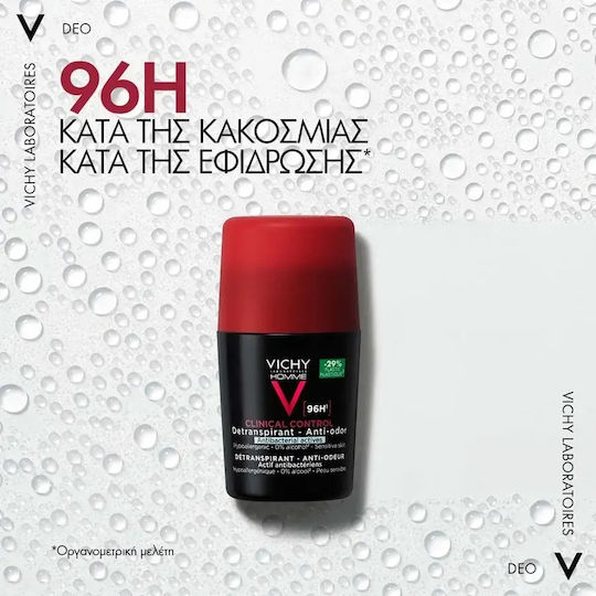 Vichy Homme Clinical Control Anti-Transpirant Deodorant 96h in Roll-On 2x50ml