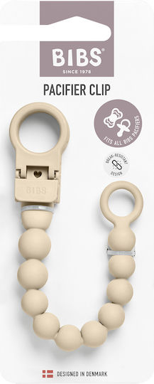 Bibs Clips pentru suzetă Pacifier cu mărgele din silicon ecru