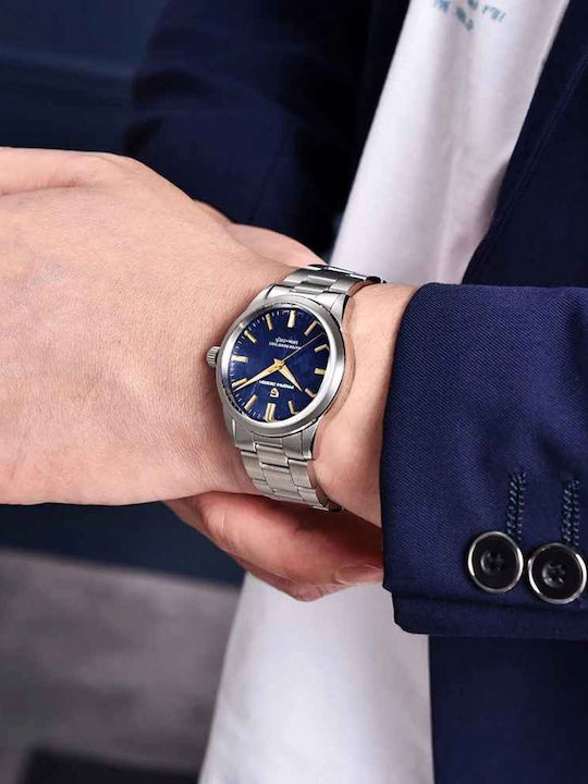 Pagani Design Ceas Bărbătesc 40mm Cu Baterie Și Brățară Din Oțel Albastru