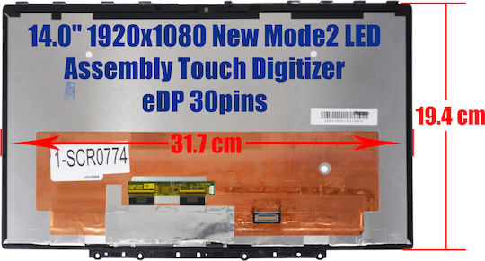 Екран 14" Touch / LED / 60Hz 1920x1080 Гланциран за Laptop Dell Latitude 7400 7410 7420 2-in-1 1-SCR0774