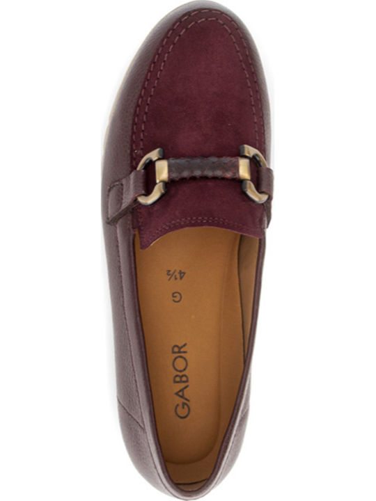 Leather Women's Loafers in Burgundy Colour