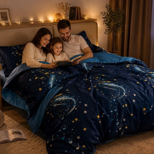 Pucioasa Σετ Παπλωματοθήκη 200x230cm Διπλή με 4 Μαξιλαροθήκες & 1 Σεντόνι Μπλε