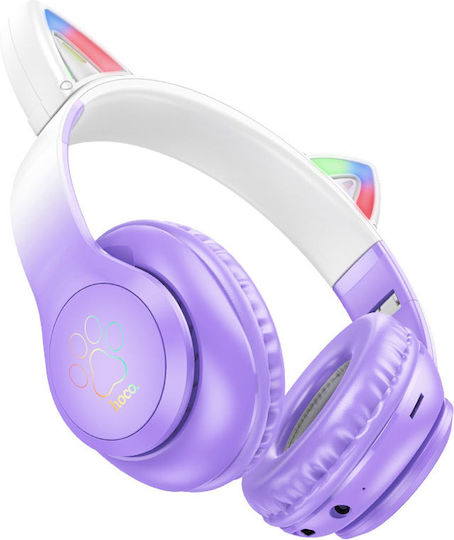 W42 Cat Ears Kabellos / Kabelgebunden Kinder Über Ohr Kopfhörer mit 12 Stunden Betriebszeit Purple Grape
