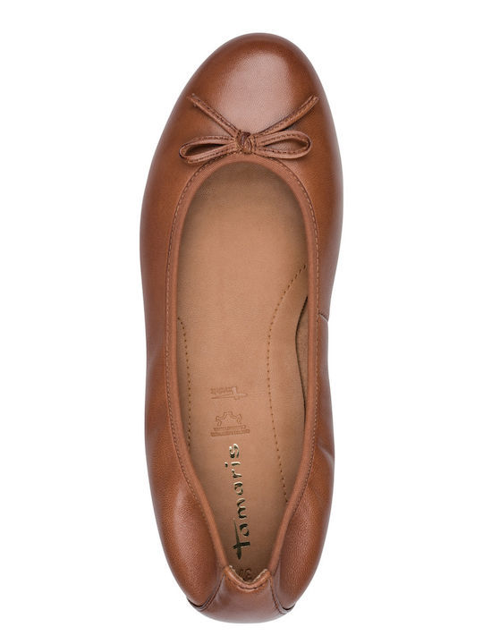Leder Damen Ballerinas Spitz zulaufend Braun