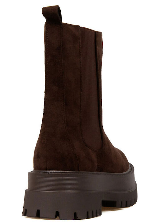 Suede Women's Chelsea Ankle Boots Brown