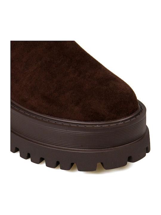 Suede Women's Chelsea Ankle Boots Brown