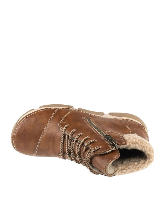 Leder Damen Stiefeletten Ankle Boots Braun
