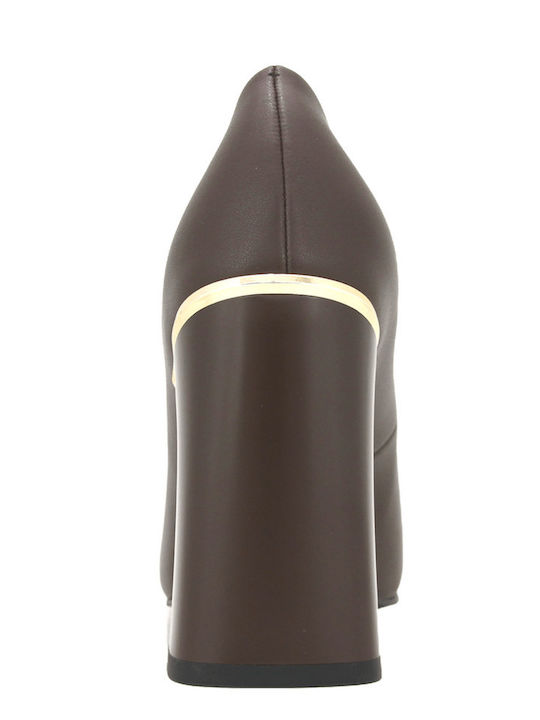 Leder Pumps mit Hohem Absatz Braun