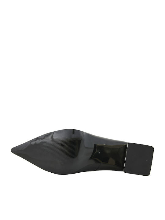 Leder Pumps mit Mittelhohem Absatz Schwarz