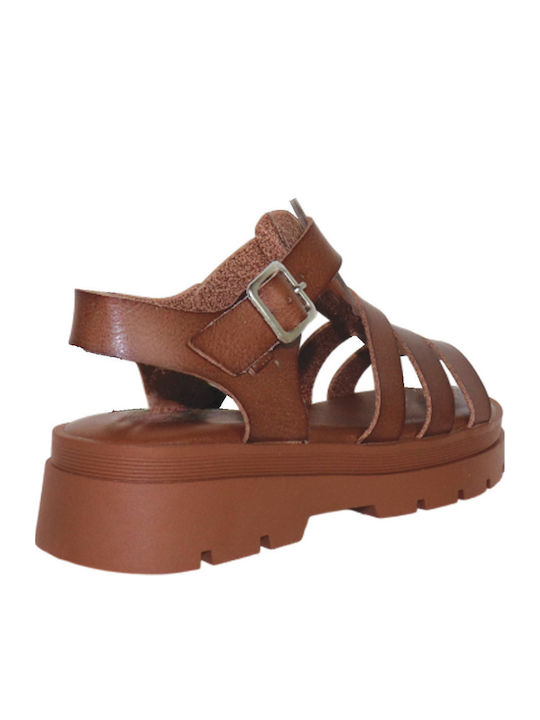 Women's Flat Gladiator Flatforms Tabac Brown Sandals