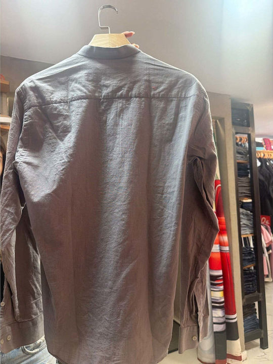 Long Sleeve Linen Shirt Grey