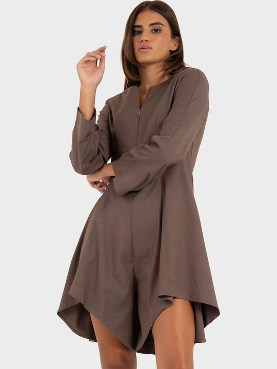 Summer Mini Slip Dress Mocha