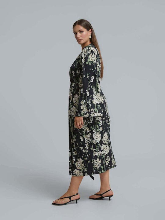 Summer Midi Evening Shirt Dress Drape Black