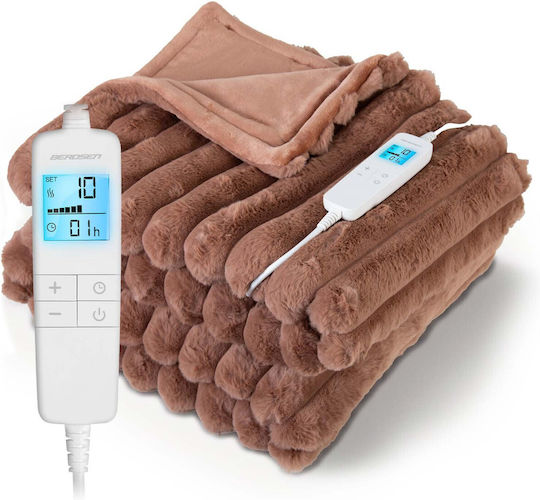 Berdsen Pătură Electrică Dublă Lavabilă cu Temporizator Maro 160W 160x180cm