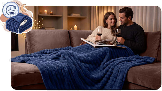 Berdsen Double Electric Blanket Washable with Timer Blue 160W 160x180cm