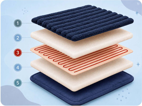 Berdsen Double Electric Blanket Washable with Timer Blue 160W 160x180cm