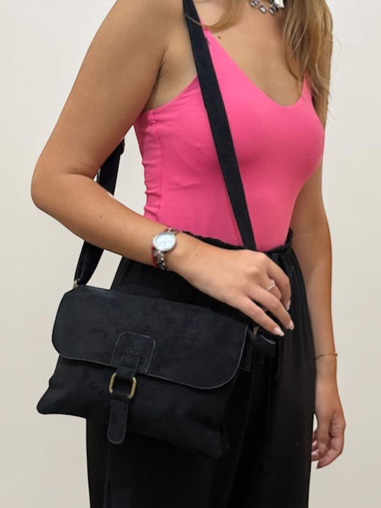 Women's Shoulder Crossbody Suede Black Bag