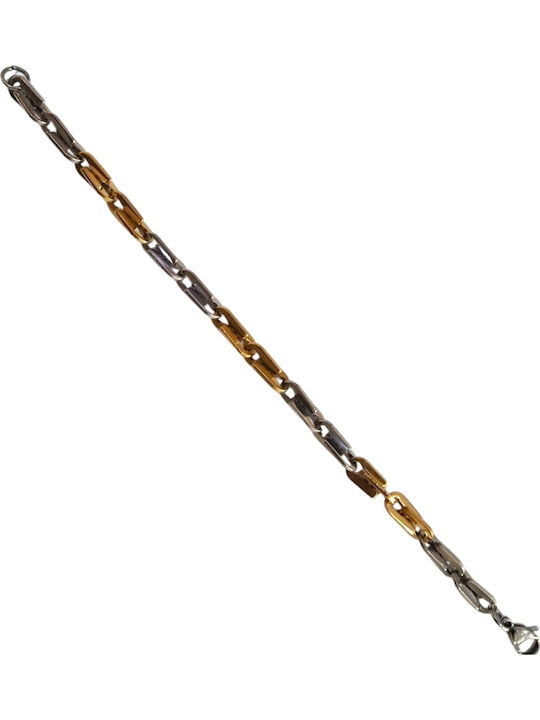 Kalliopi Silver Ανδρικό Βραχιόλι από Ατσάλι Επιχρυσωμένο 22cm