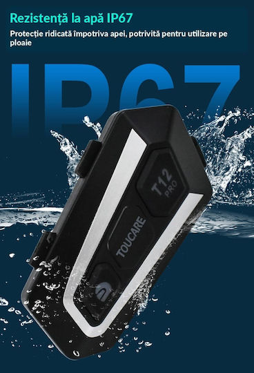 Toucare Τ12 Pro Μονή Ενδοεπικοινωνία για Κράνος Μηχανής με Bluetooth
