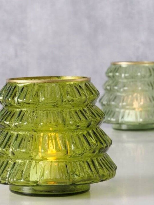 Boltze Suport De Lumânări Din Sticlă Verde 13x11.5x11.5cm