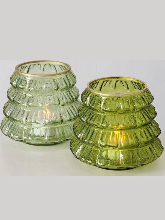 Boltze Suport De Lumânări Din Sticlă Verde 13x11.5x11.5cm