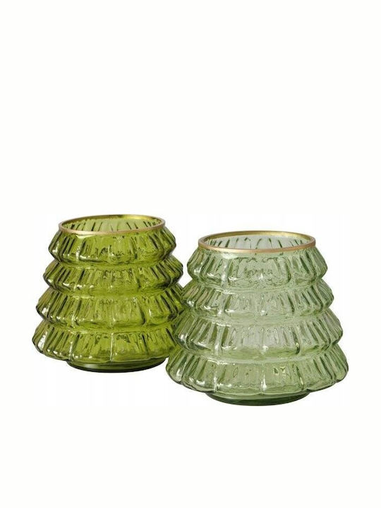 Boltze Suport De Lumânări Din Sticlă Verde 13x11.5x11.5cm