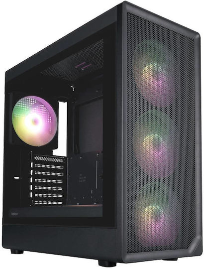 1STPLAYER AU8 Gaming Midi-Turm Computergehäuse mit Seitenfenster und ARGB-Beleuchtung Schwarz
