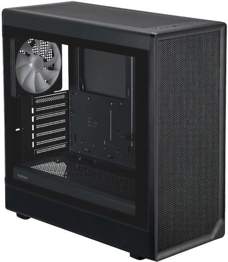 1STPLAYER AU8 Gaming Midi-Turm Computergehäuse mit Seitenfenster und ARGB-Beleuchtung Schwarz