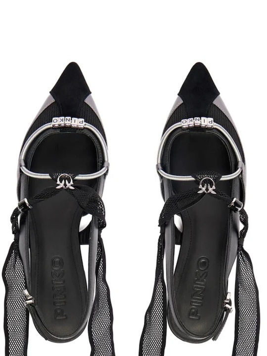 Leder Damen Ballerinas Mit Riemen Schwarze