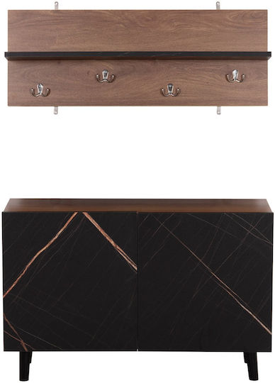 Hallway Furniture Walnut-Black Marble 80x31.5x52cm