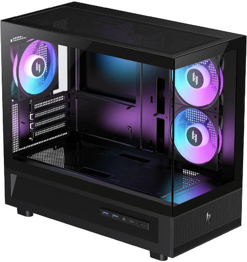 GameMax NEX C31 BK Gaming Mini Tower Computer Case with Side Window and ARGB Lighting Black