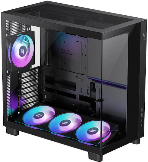 GameMax NEX C53 BK Gaming Midi Tower Computer Case with Side Window and ARGB Lighting Black