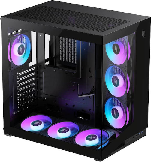GameMax NEX C56 BK Gaming Midi Tower Computer Case with Side Window and ARGB Lighting Black