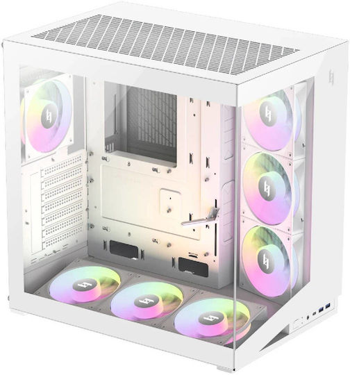 GameMax NEX C56 WH Gaming Midi Tower Computer Case with Side Window and ARGB Lighting White