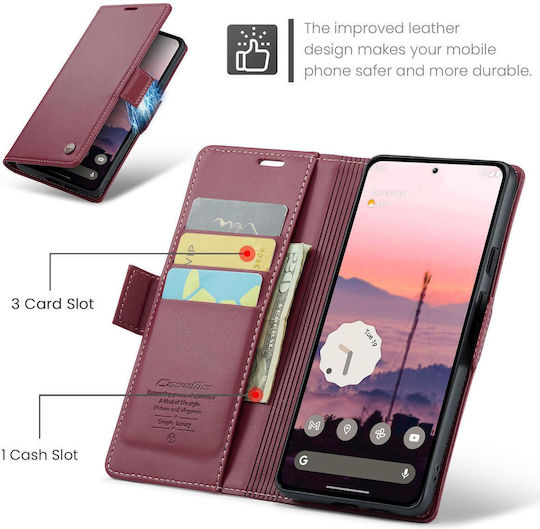 Caseme 023 Google Pixel 9a RFID Wallet Leather Case Red