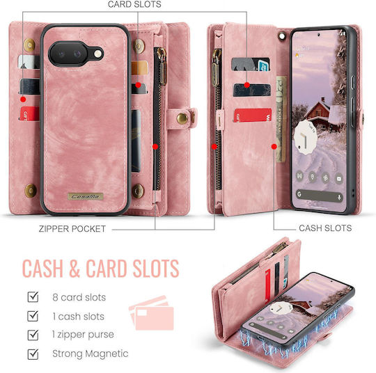 Caseme 008 Google Pixel 9a Wallet Case Detachable Silicone Case Pink
