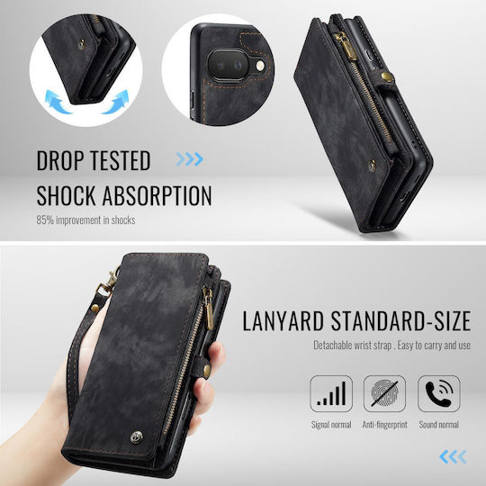 Caseme 008 Google Pixel 9a Wallet Case Detachable Silicone Case Black