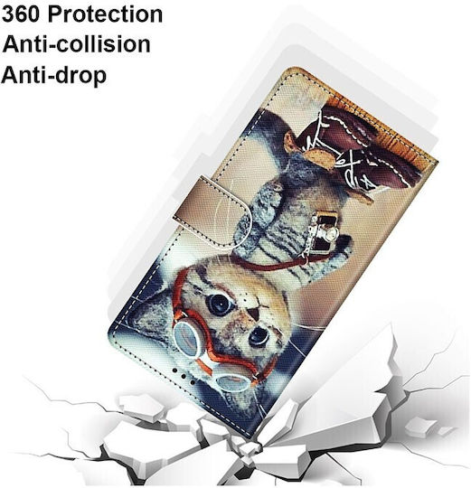 Coloured Drawing Cross Mobile Phone Case Wallet Leather Shoes Cat Samsung Galaxy S22 Ultra