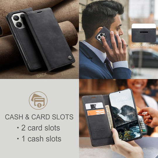 Caseme 013 Xiaomi 17t 5g Retro Leather Book Case Black