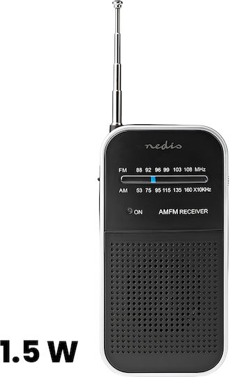 Nedis Pocket Battery-powered Am Fm Radio Analog Tuning Headphone Jack Black