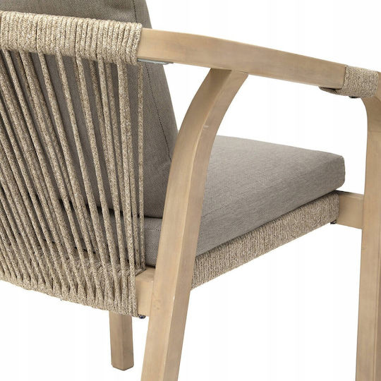 Outdoor Wooden Acacia Wood Armchair with Cushion 66x58cm Outdoor Wooden Acacia Wood Armchair with Cushion 66x58cm