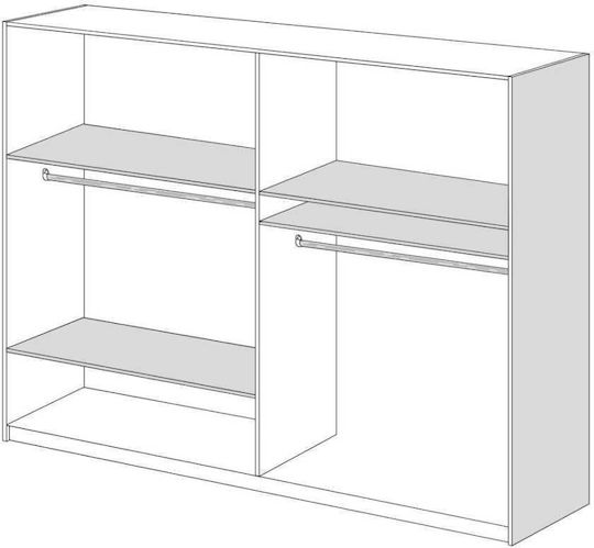 Τετράφυλλη Ντουλάπα 182x60x220cm Σταχτί Τετράφυλλη Ντουλάπα 182x60x220cm Σταχτί