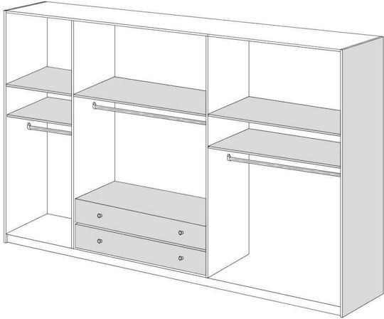 Πεντάφυλλη Ντουλάπα με Πατάρι 252x60x233cm Καστανη