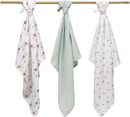 Sensillo Baby Muslin Swaddles 3 Pcs 70x70 Cm Double Sided Soft Mint