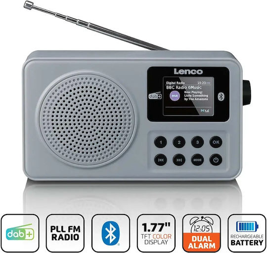 Lenco PDR-034GY Retro Handheld Radio mit Batterie DAB+ mit Bluetooth Graue
