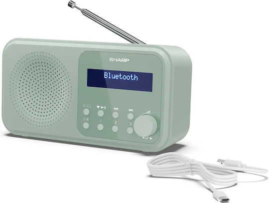 Sharp 1389268 Tragbares Radio Wiederaufladbar DAB+ mit Bluetooth und USB Grün