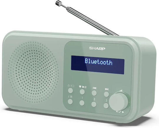 Sharp 1389268 Tragbares Radio Wiederaufladbar DAB+ mit Bluetooth und USB Grün