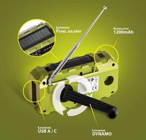 Adler AD 1197 Radio Portabil Solar Verde