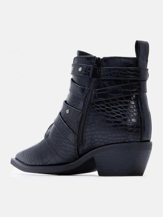 Women's Ankle Boots Cowboy with Medium Heel Black